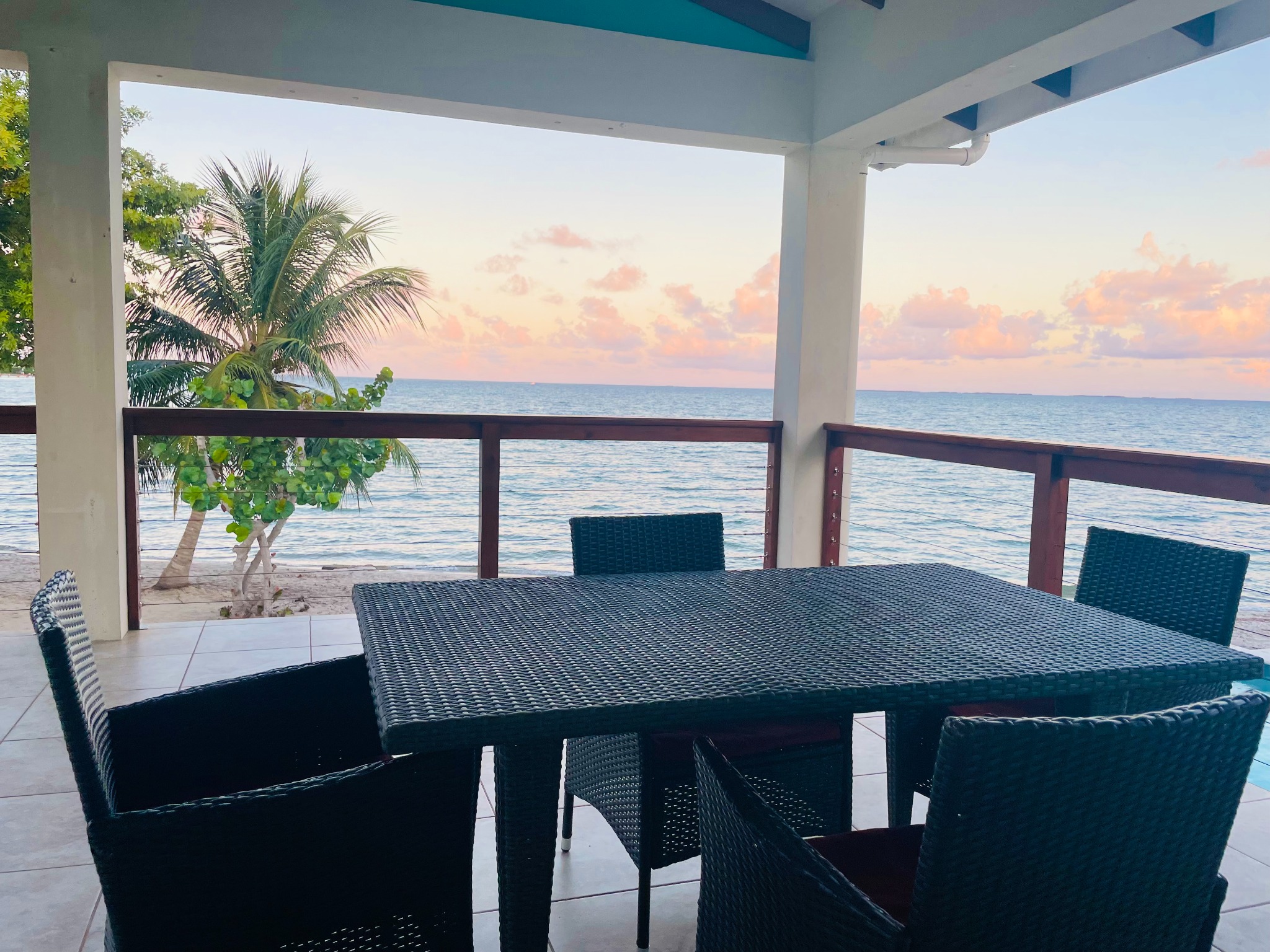 Outdoor dining with ocean view